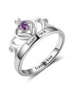 Princess Birthstone ring, Sterling Silver Personalized Engravable Ring JEWJORI102881